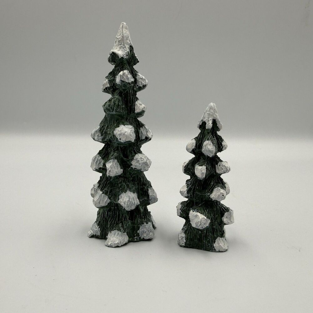 Vintage Dept 56. Snowy Trees Set Of 2: 2.5” And 4” Tall Winter Evergreen Pine .